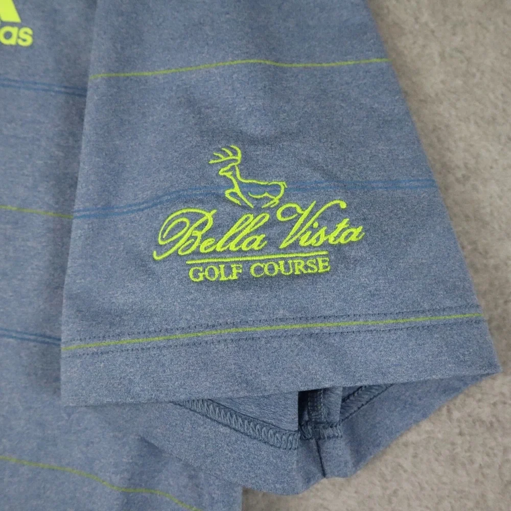 Adidas Polo Shirt Mens Large Blue Striped Short Sleeve Bella Vista‎ Golf Course